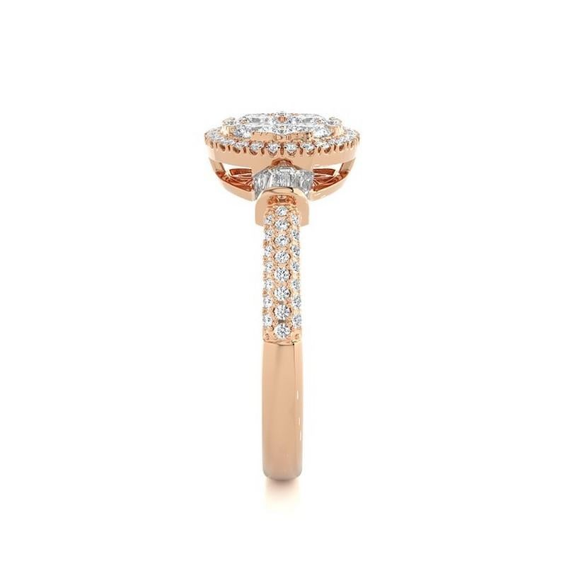 Round Cut Moonlight Collection Round Cluster Ring: 0.85 Carat Diamonds in 14K Rose Gold For Sale