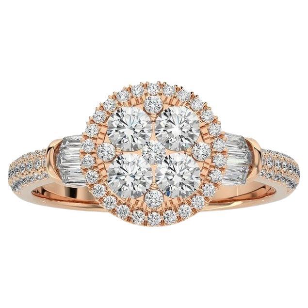 Moonlight Collection Round Cluster Ring: 0.85 Carat Diamonds in 14K Rose Gold For Sale