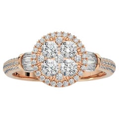 Moonlight Collection Round Cluster Ring: 0.85 Carat Diamonds in 14K Rose Gold