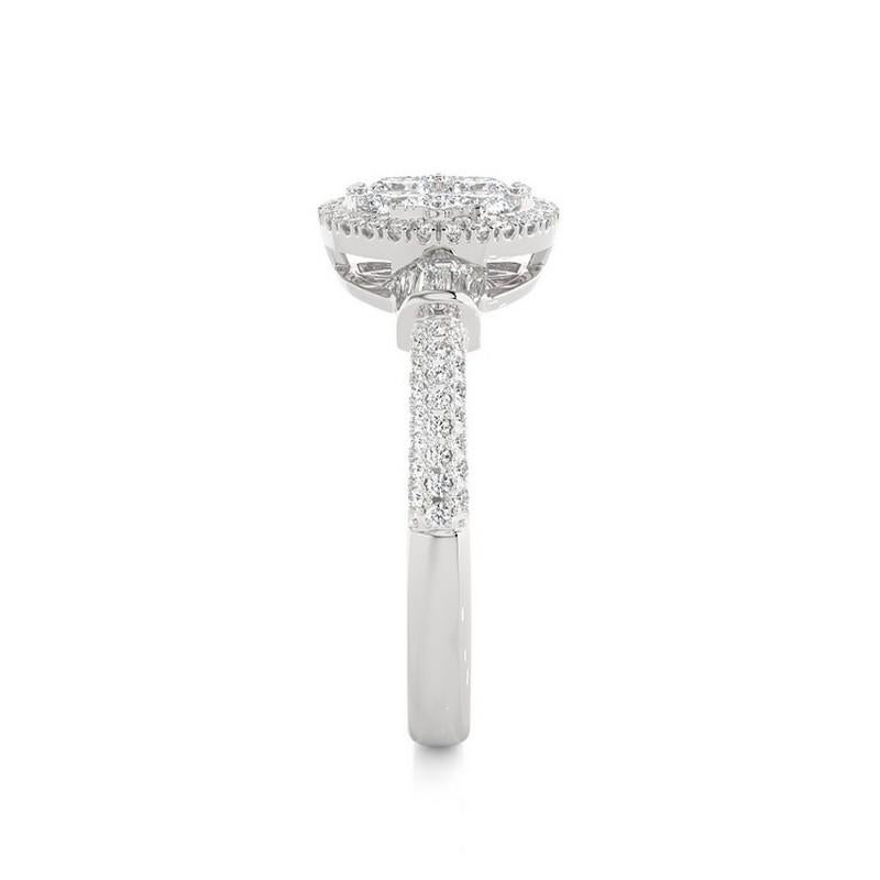 Taille ronde Bague grappe ronde de la collection Moonlight : diamants 0,85 carat en or blanc 14 carats en vente