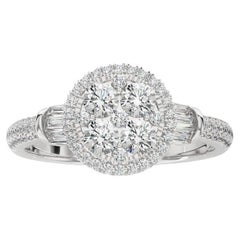 Bague grappe ronde de la collection Moonlight : diamants 0,85 carat en or blanc 14 carats