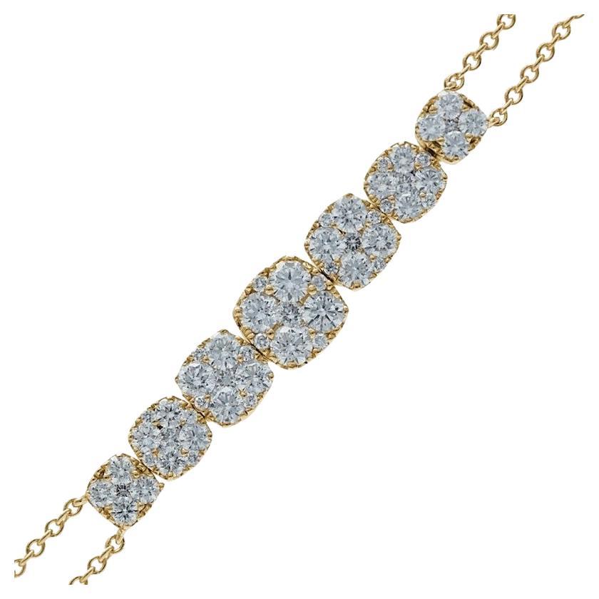 Moonlight Cushion Cluster Bracelet: 14K Yellow Gold with 1.32 Carat Diamonds