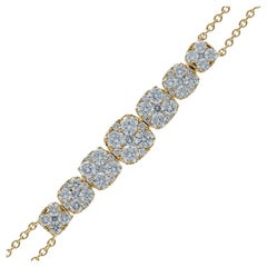 Bracelet grappe coussin Moonlight : or jaune 14 carats avec diamants 1,32 carat