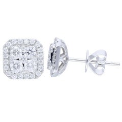 Pendiente en racimo Moonlight Cushion: diamantes de 1,25 quilates en oro blanco de 14 quilates