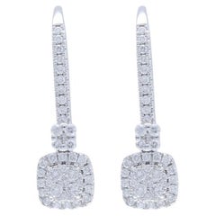 Moonlight Cushion Cluster Earrings: 0.42 Carat Diamonds in 14K White Gold