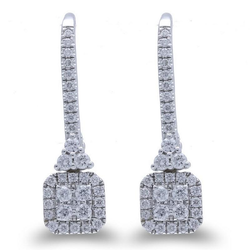 Modern Moonlight Cushion Cluster Earrings: 0.44 Carat Diamonds in 14K White Gold  For Sale