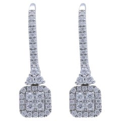 Moonlight Cushion Cluster Earrings: 0.44 Carat Diamonds in 14K White Gold 