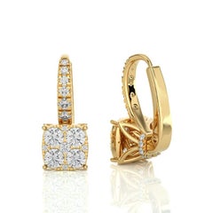 Moonlight Cushion Cluster Earrings: 0.9 Carat Diamonds in 14k White Gold