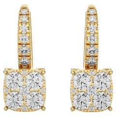 Moonlight Cushion Cluster Earrings: 0.9 Carat Diamonds in 14k White Gold