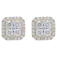 Pendientes de racimo Moonlight Cushion: Diamantes de 1,27 quilates en oro amarillo de 14 quilates