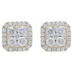 Boucles d'oreilles grappe coussin Moonlight : diamants 1,27 carat en or jaune 14 carats