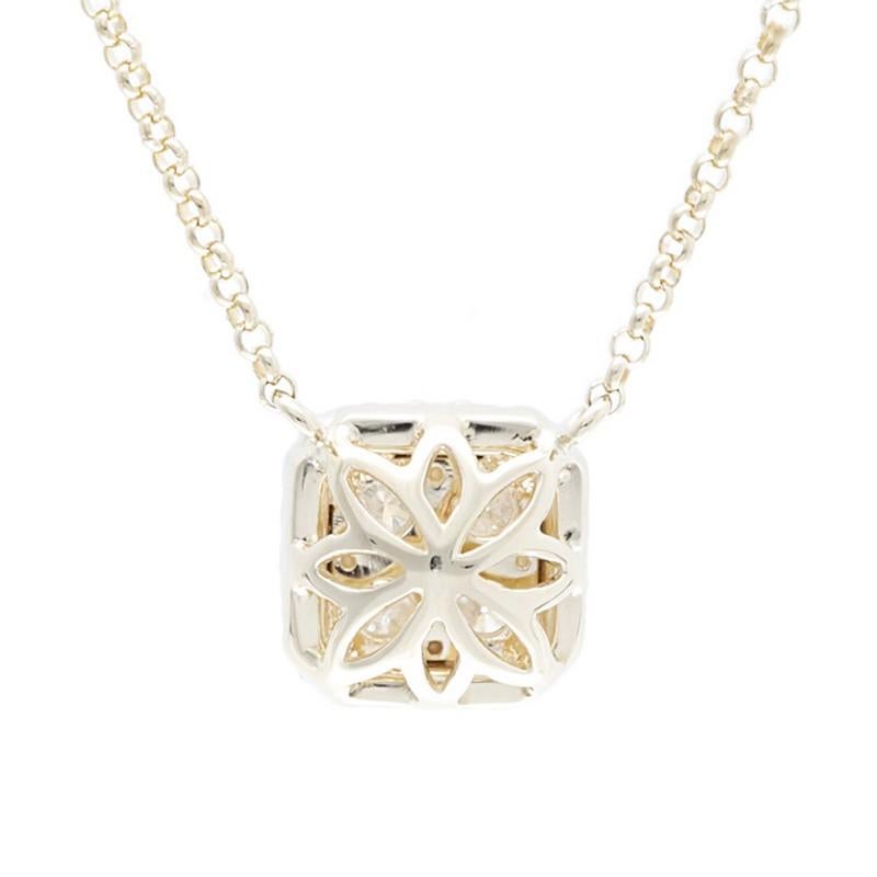 Taille ronde Pendentif grappe coussin Moonlight : diamant 0,42 carat en or jaune 18 carats en vente