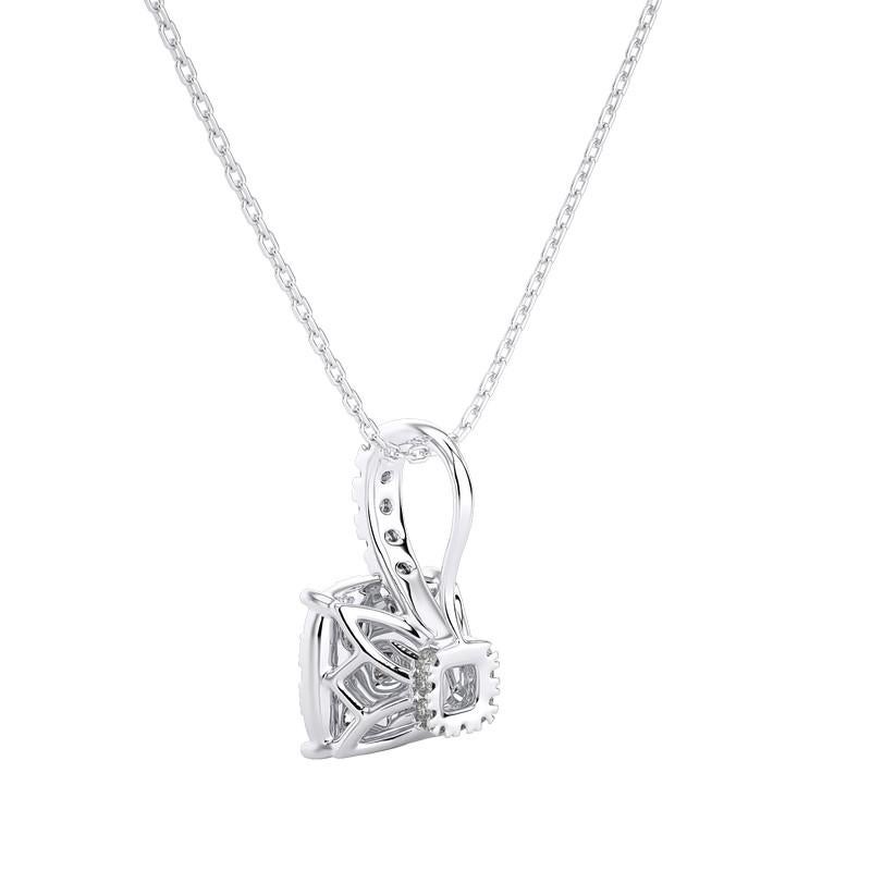 Carat Weight: This enchanting moonlight cushion cluster pendant boasts a total carat weight of 0.64 carats, promising a captivating and radiant sparkle that captures the essence of celestial beauty.

Diamonds: Adorning the pendant are 24