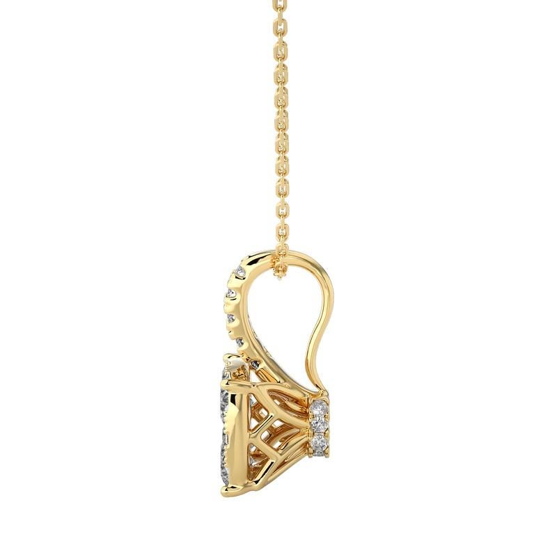 Taille ronde Pendentif grappe coussin Moonlight : diamants 0,64 carat en or jaune 14 carats en vente