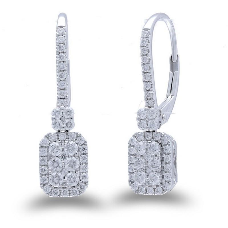Diamond Total Carat Weight: These enchanting earrings feature a total carat weight of 0.71 carats, adorned with a cluster of 80 round diamonds arranged in an emerald-inspired design.

Diamonds: The earrings showcase a stunning arrangement of 80
