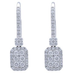Moonlight Emerald Cluster Earrings: 0.71 Carat Diamonds in 14K White Gold