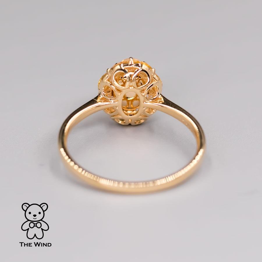 Women's Moonlight Fire Opal Yellow Sapphire Diamond Engagement Ring 18K Yellow Gold For Sale
