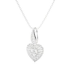 Moonlight Heart Cluster Pendant: 1.1 Carat Diamonds in 14k White Gold