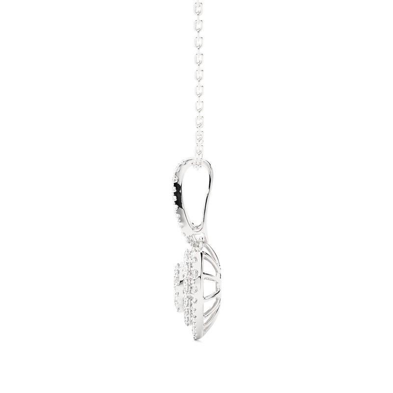 Modern Moonlight Heart Cluster Pendant: 1.1 Carat Diamonds in 14k White Gold For Sale
