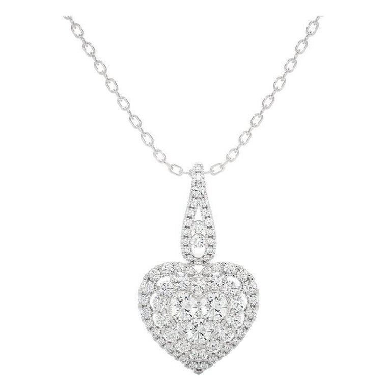 Colgante Racimo de Corazones Luz de Luna: Diamantes de 1,1 quilates en oro blanco de 14k en venta