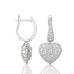 Moonlight Heart Cluster Earring: 1.8 Carat Diamonds in 14k White Gold