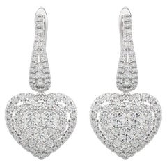 Moonlight Heart Cluster Earring: 1.8 Carat Diamonds in 14k White Gold