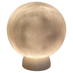 Contemporary White Table Lamp Carved Marble by Alba Abiad and Naveen Jose