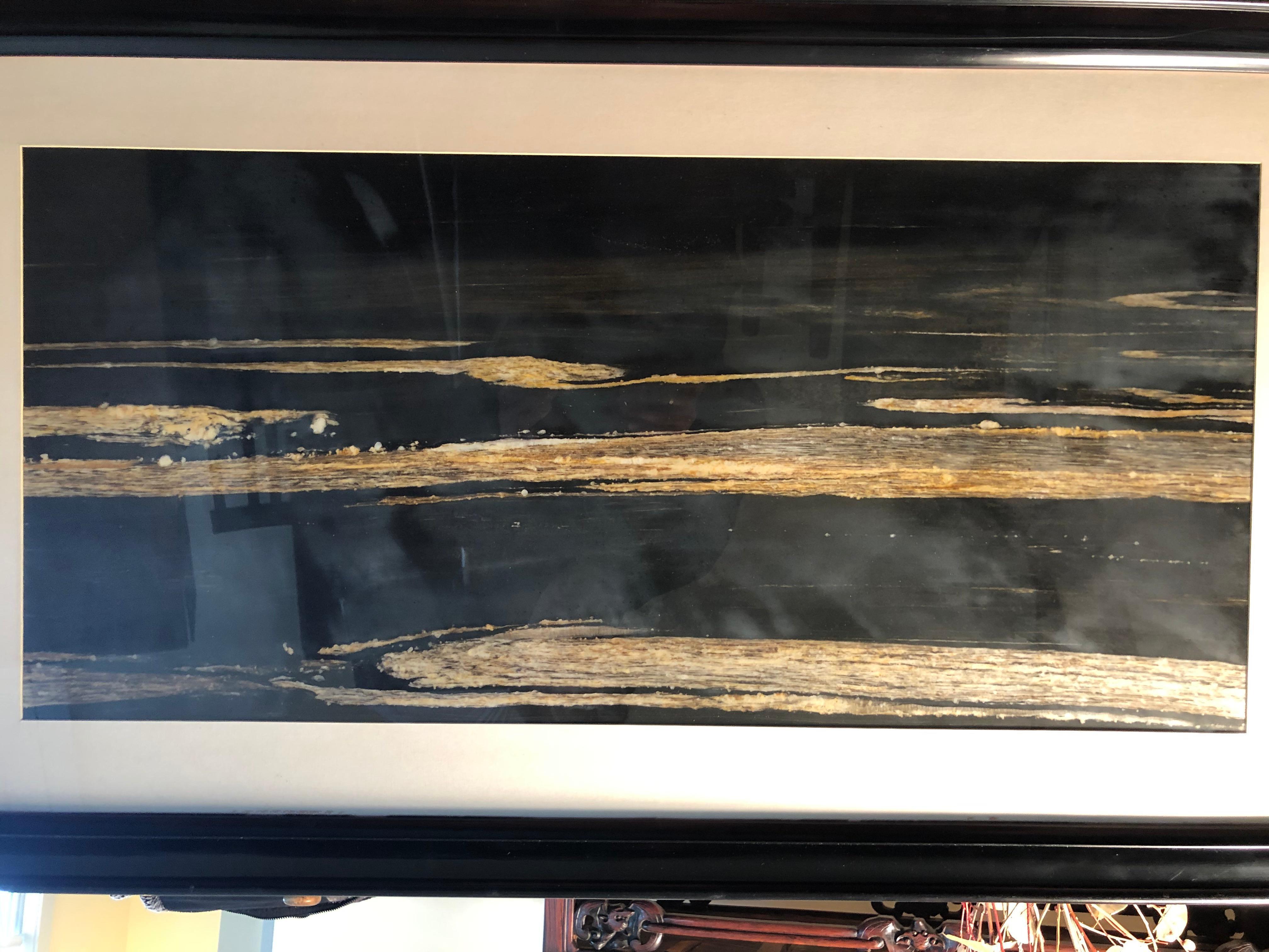 An extraordinary Natural Landscape work, one of a kind. Custom framed.

This Chinese extraordinary natural stone painting of cloud bands under a breath taking moon light reflectio could remind us of a similar and unique evening experience in our