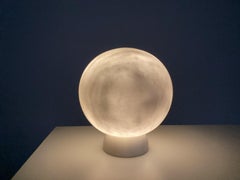 Unique Carved Marble Table Lamp "Moonlight II" by Alba Abiad and Naveen Jose