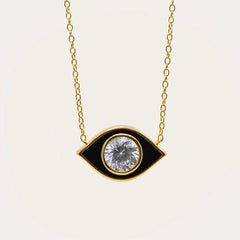 Moonlight Halskette Evil Eye Anhänger Halskette 18K vergoldet mit Zirkonia
