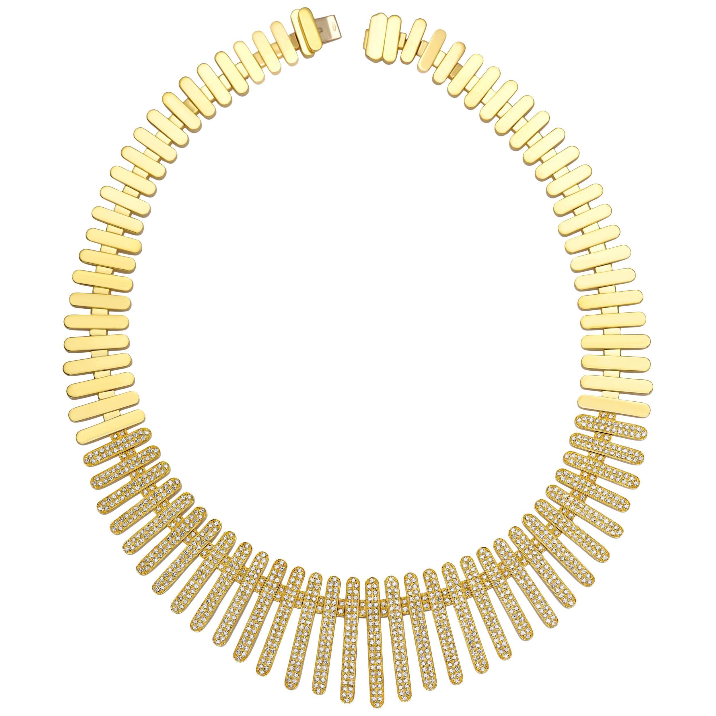 Moonlight-Halskette aus 18 Karat Gelbgold mit weißen Diamanten