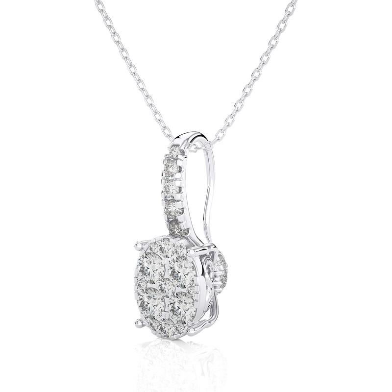 Carat Weight: This enchanting moonlight oval cluster pendant boasts a total carat weight of 0.5 carats, promising a captivating and radiant sparkle that captures the essence of celestial beauty.

Diamonds: Adorning the pendant are 30 meticulously
