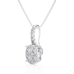 Moonlight Oval Cluster Pendant: 0.5 Carat Diamonds in 18k White Gold