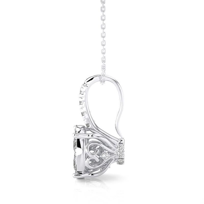 Round Cut Moonlight Oval Cluster Pendant: 0.5 Carat Diamonds in 18k White Gold For Sale