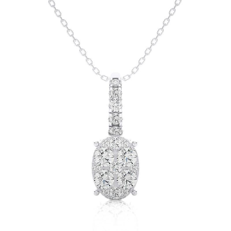 Pendentif grappe ovale Moonlight : diamants de 0,5 carat en or blanc 18 carats