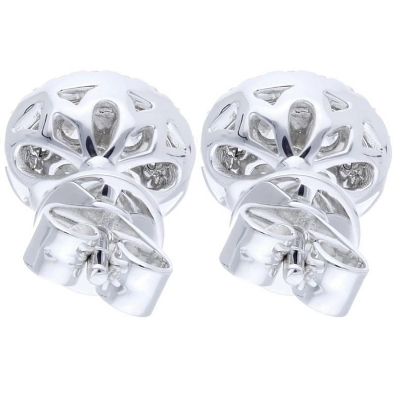 Taille ronde Clous d'oreilles grappes ovales Moonlight : diamants 0,59 carat en or blanc 14 carats en vente