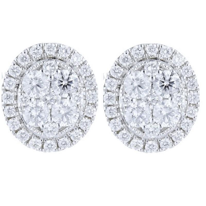 Diamond Total Carat Weight: These exquisite stud earrings boast a total carat weight of 0.81 carats, featuring a cluster of 58 round diamonds.

Diamonds: The earrings are adorned with a cluster of 58 round diamonds, carefully selected for their