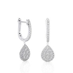 Moonlight Pear Cluster 0.75 ctw Diamond Earrings in 14k White Gold