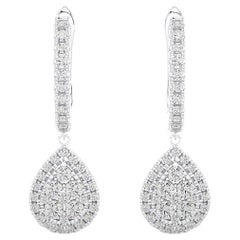 Moonlight Pear Cluster 0.75 ctw Diamond Earrings in 14k White Gold