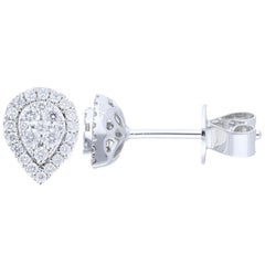 Moonlight Pear Cluster Stud Earrings: 0.35 Carat Diamonds in 14K White Gold