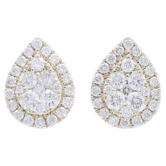 Moonlight Pear Cluster Stud Earrings: 0.35 Carat Diamonds in 14K Yellow Gold