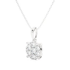 Moonlight Round Cluster Diamond Pendant: 0.5 Carat Diamonds in 14k White Gold