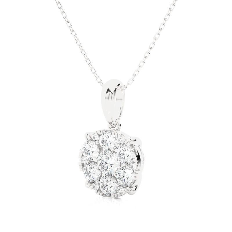 Carat Weight: This exquisite pendant showcases a total carat weight of 0.77 carats, promising a captivating and radiant sparkle that won't go unnoticed.

Diamonds: Adorning the pendant are 13 carefully selected diamonds, each chosen for its