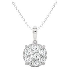 Pendentif grappe de diamants ronds Moonlight : diamants de 0,77 carat en or blanc 14 carats