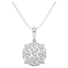 Pendentif grappe de diamants ronds Moonlight : diamants de 1 carat en or blanc 14 carats