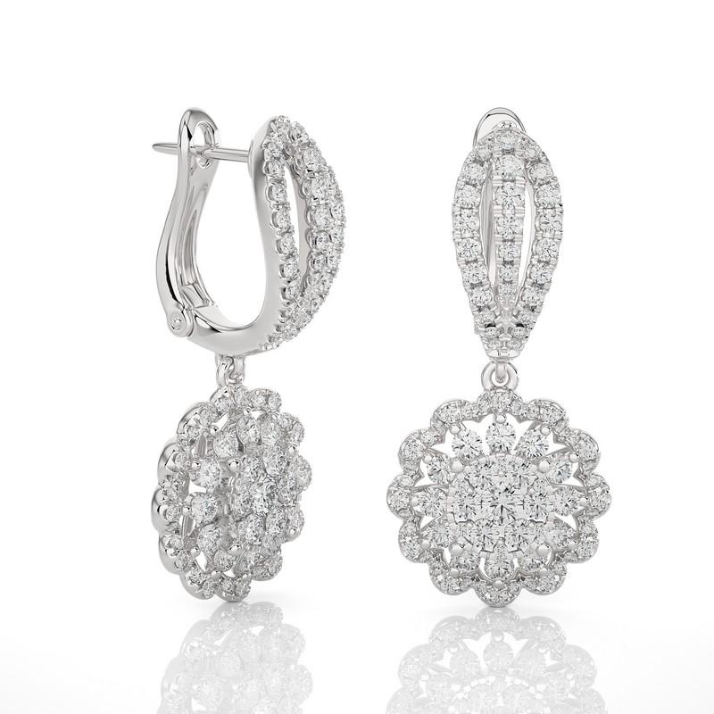 Carat Weight: This captivating moonlight round cluster earring boasts a substantial total carat weight of 1.2 carats, showcasing a brilliant and radiant sparkle that captures the celestial beauty.

Diamond: The centerpiece of this earring is a