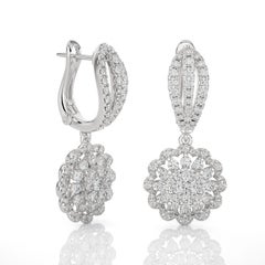 Moonlight Round Cluster Earring: 1.2 Carat Diamond in 14K White Gold
