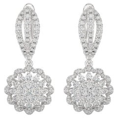 Moonlight Round Cluster Earring: 1.2 Carat Diamond in 14K White Gold