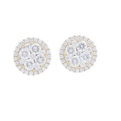 Pendientes redondos en racimo Moonlight: Diamantes de 1,75 quilates en oro amarillo de 14 quilates