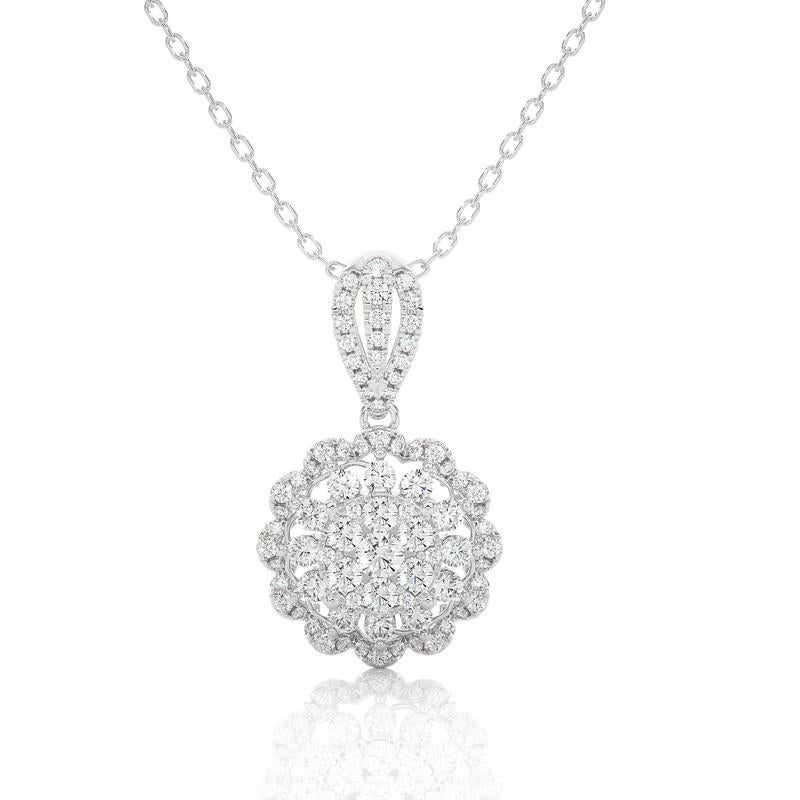 Taille ronde Pendentif grappe ronde Moonlight : diamants de 6/7 carats en or blanc 14 carats en vente